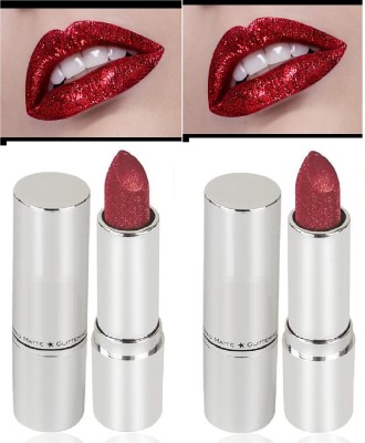 Emijun Glitter Lipstick Long Lasting Sparkly Waterproof Lipstick(Red, 7.2 g)