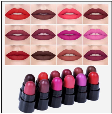 YELGO Makeup Lipstick Mini Travel Combo Lipstick Pack of 12 matte finish 30 ml(Multicolor, 30 ml)
