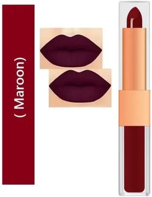 DYSOKAYO Crayon Lipstick with Liquid Lip Gloss 2 in 1 maroon Lipsticks(MAROON, 8 g)
