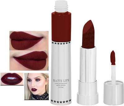 YAWI NEW MATTE LIPS LONG LASTING GLOSS MATTE LIPSTICK 2 IN 1(MAHROON, 8 g)