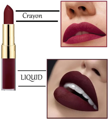 DYSOKAYO Waterproof and Smudge Proof 2 in 1 maroon matte lipstick(MAROON, 8 g)