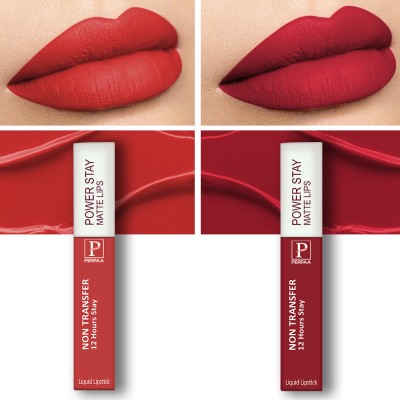 Perpaa Power Stay smudge-proof & waterproof Liquid Lipstick Combo pack 2(Red,Apple Red, 10 ml)