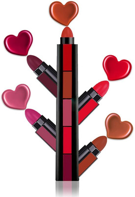 MYEONG 5 Shade Multi All Day Long Smudge Proof & Kiss Proof Multi Color Lipstick(multi color, 6 g)