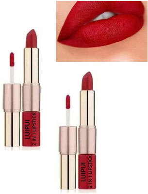 Luipui TRENDING NEW LIQUID LIPSTICK (PACK OF 2 ) 2IN1 MATTE LIPSTICK(RED, 6 g)