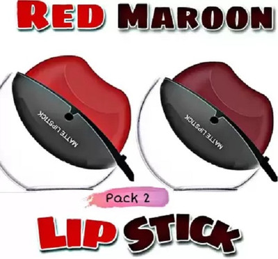 Marie Huda Apple Lipstick Red and Maroon Combo(Swiss, 50 ml)