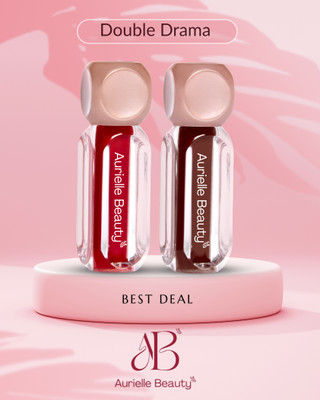 Aurielle Beauty Dual Drama Lipstick Combo of 2 shades Liquid lipstick | Best Deal Offer(Flame Red_Shade _07, Caramel Crush Shade no 08, 3.5 g)