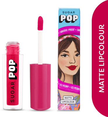 SUGAR POP Matte Lipcolour 03 Peony - Super Matte | Lasts 8+ hours | Non-Drying(Peony, 1 ml)