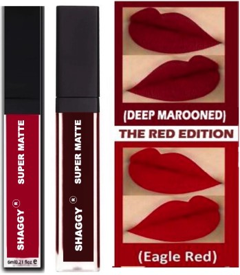 SHAGGY Non Transfer Waterproof Longlast Matte Red & maroon Liquid Lipstick(RED:MAROON, 6 ml)