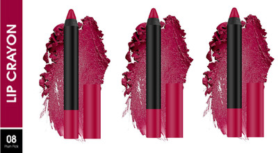Luipui AWESOME CRAYON QUICK DRY FORMULA & SMOOTH FINISH LIPSTICK PACK OF 3(PLUM PICK, 12 ml)