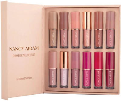NANCY AJRAM X 12 Color Book Lip Gloss Set Liquid Lipstick Set(Multicolor, 2.5 ml)