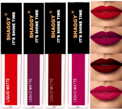 SHAGGY Non Transfer Insta Beauty Waterproof Longlast SensationaL Liquid Matte(Red:Purple:Maroon:Magenta, 6 ml)