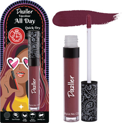 Dazller All Day Lipcolour, Ultra Intense Matte,Smudge-Proof, Lightweight,Up to 8Hrs Stay(DLC004 (Burgundy), 6 g)