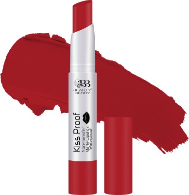 Beauty Berry Kiss Proof Long Lasting Non Transfer Creamy Matte Lipstick(Red, 2.1 g)