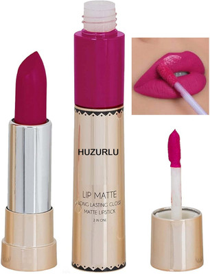 HUZURLU 2 IN 1 Long Lasting Gloss Matte Lipstick(MAGENTA PINK, 8 g)