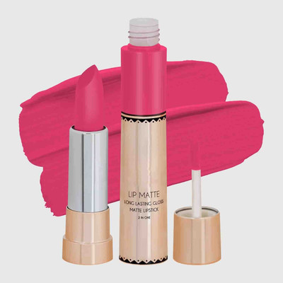 GABBU 2 in 1 Lipstick Full Coverage Comfortable 2 in 1 Lipstick + Liquid Lipstick(CRAZY PINK, 8 g)