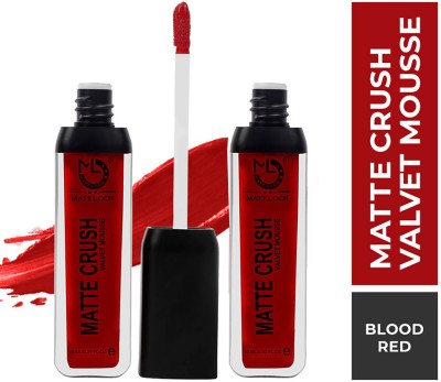 MATTLOOK Matte Crush Velvet Mousse Lipstick, Blood Red (10ml) Pack of 2(Blood-Red, 10 ml)