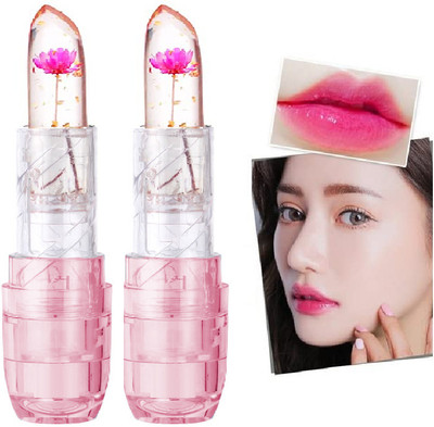 ADJD Combo Pink Flower Jelly Temperature Change Long Lasting Color Change Lipstick(PINK FLOWER, 7.6 g)