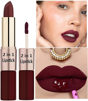 AEPRUY 2 IN 1 Matte Super Stay Lipstick Smudge Proof and Waterproof(dark maroon, 8 ml)