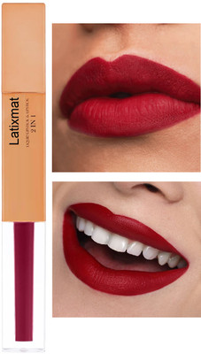 Latixmat Duo Liquid Lipstick & Lipstick Smooth Texture 2in1 Red berry Non-Transfer(Red berry, 7 g)