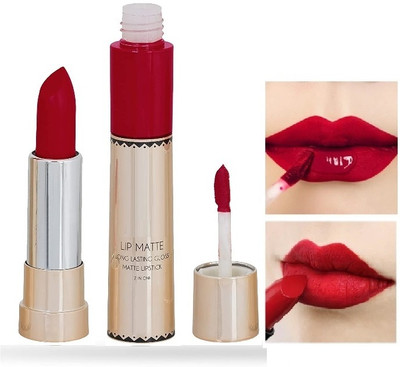 Arcanuy Dual 2 in 1 ultra Smooth Matte Lip Cream(RED, 8 ml)