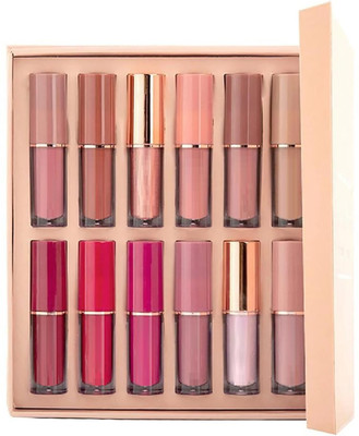 Maryville liquid base new water proof lipstick palette easy to use pack of 12 color shade(MULTI COLOR, 30 ml)