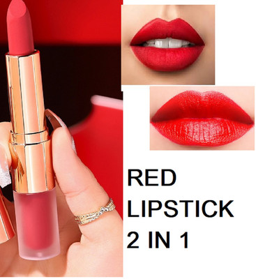 Luipui RED COLOR MATTE 2 IN 1 LIPSTICK PACK OF 1 6G(RED, 6 g)