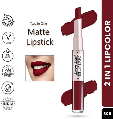 Seven Seas 2 in 1 Lipstick Full Coverage Comfortable 2 in 1 Lipstick + Liquid set 1(Maroon, 3 ml)