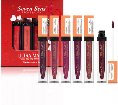 Seven Seas Ultra Matte BOLD,VIVID,SMOOTH The luxurious Feel Liquid Lipstick Pack Of 06(Roof Terracotta,Rose2,Crown Of Thorns1,Nightshadz,Monza,Chestnut Rose,, 36 ml)