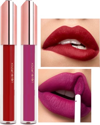 ADJD Transfer Proof Kiss proof Matte Liquid Lipstick Red & Dark pink(MULTI COLOUR, 6 ml)