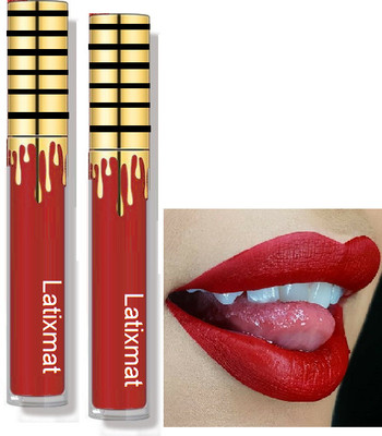 Latixmat Combo Matte Liquid Lipstick Smudgeproof Liquid Long-Lasting Rable red Lipstick(Rable red, 10 ml)