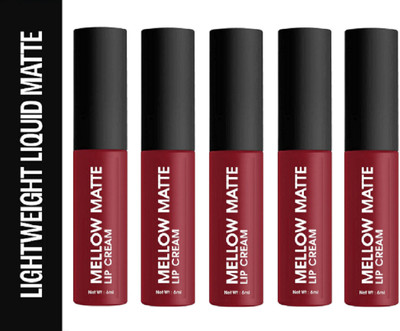 Luipui MATTE CRUSH SUPER STAY LONG LASTING, FULL COVERAGE LIPSTICK PACK OF 5(RED SANGRIYA - 15, 30 ml)