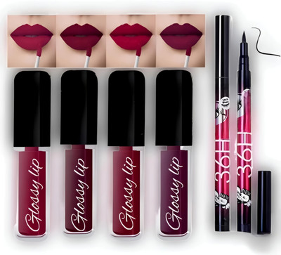 Earthcon 4in1 Matte Liquid Lipstick Waterproof and Smudge proof Red,Mharoon, Pink, Brown(MULTICOLOR, 16 ml)