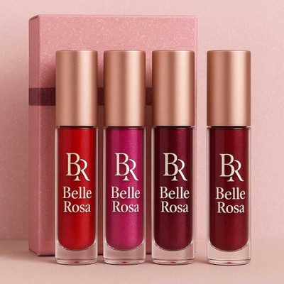 BR Belle Rosa Travel-Size 4 in 1 Red Matte Liquid Lipstick – Smudge-Proof Combo(Classic Red, Fuchsia, Dark Wine, Dark Red with Cherry tone, 6 ml)