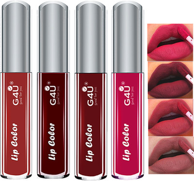 G4U Waterproof Longlast SensationaL Liquid Matte Lipsticks set of 4 A-07(Dark Terra Cotta,Cherry,Burgundy,Mocha, 16 ml)