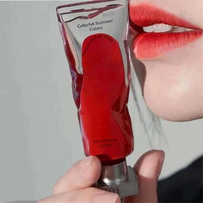 THTC Ice Cube Matte Lipstick Velvet Lip Glaze Pigment Lipstick(RED, 4 g)