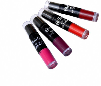 HUDAQUEEN 2 in 1 Lipstick 4 Pcs Dual Look Matte and Glossy for Versatile Makeup(RED, MAROON, PURPLE, PINK, 32 ml)