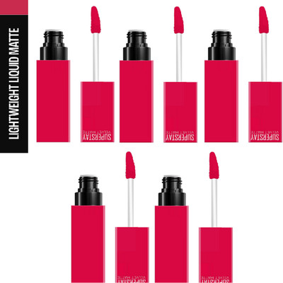 Luipui AMAZING LIQUID MATTE QUICK DRY & HIGH PIGMENT FOR ALL DAY WEAR PACK OF 5(HOT PINK 04, 20 ml)