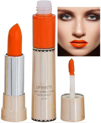 DARYUE 2 IN 1 LONG LASTING WATERPROOF MATTE FINISH LIPSTICK(ORANGE, 8 g)