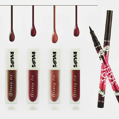 RVLIPS Matte Lipstick Set Waterproof 4 Red Shades Combo with 36 h long lasting eyeliner(Red, Maroon, Pink, Rose, 18 ml)