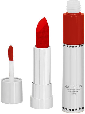 HUZURLU long lasting matte 2 in 1 lipstick red color(red, 8 g)