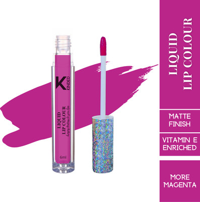 KINDED Liquid Lip Color Vitamin E Enriched Super Stay Glam Lipstick Lip Gloss(More Magenta, 6 ml)