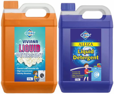 MBK Detergent for top & Front Load Machine & Hand Wash Orange & Purple Colours Fresh Liquid Detergent(2 x 5 L)