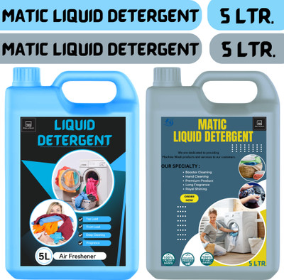 BLISS & BLUSH Washing Machine Detergent Liquid 10L With 1X Booster Shin Given Multi-Fragrance Liquid Detergent(2 x 5 L)