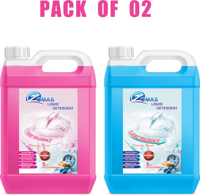Zomas Front & Top Load Liquid Detergent Leaves Clothes Soft combo pack Multi-Fragrance Liquid Detergent(2 x 5 L)