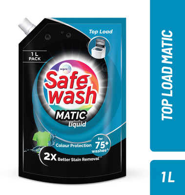 SafeWash by Wipro Top Load Matic With 2X Stain Removal Premium Fresh Liquid Detergent(1 L)