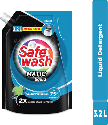 SafeWash Top Load Matic Premium Refill Pouch with Colour-Protect Technology Fresh Liquid Detergent(3200 ml)