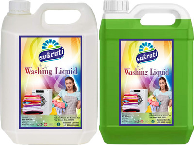sukruti Aqua and Green Detergent for top load and front load machines Aqua Liquid Detergent(2 x 5 L)