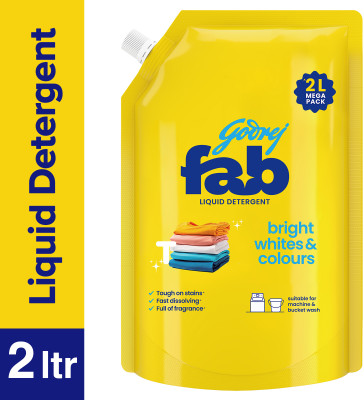 Godrej Fab Refill Pouch | Machine and Hand Wash Fresh Liquid Detergent(2 L)