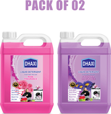 Dhaxi Top Load & Front Load Washing Machim Liquid Lavender&rosw Long Lasring Multi-Fragrance Liquid Detergent(2 x 5 L)