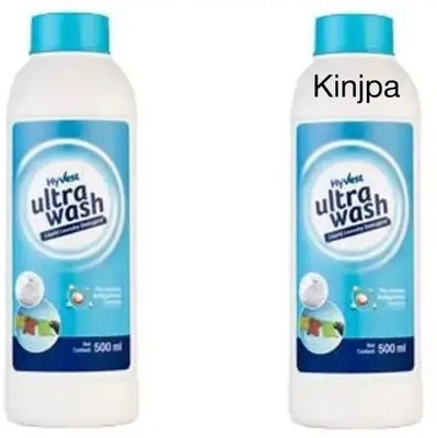 KINJPA HyVest Ultra Wash 2‑Pack (2 × 500 ml) | Powerful & Gentle Cleaning Fresh Liquid Detergent(2 x 0.5 L)